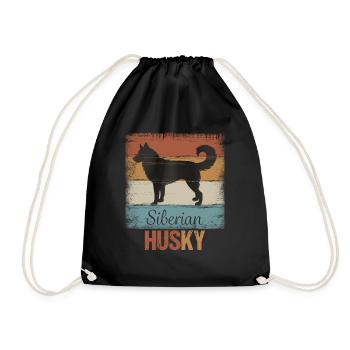 Siberian Husky Schlittenhund - Drawstring Bag - black - Front