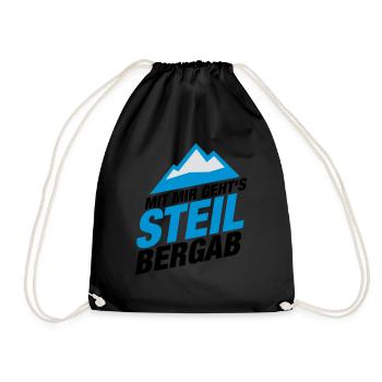 Es geht steil bergab Ski Snowboard Shirt - Turnbeutel - Schwarz - Vorne