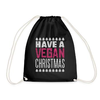 Weihnachten Christmas Lustiger Spruch Veganer - Turnbeutel - Schwarz - Vorne