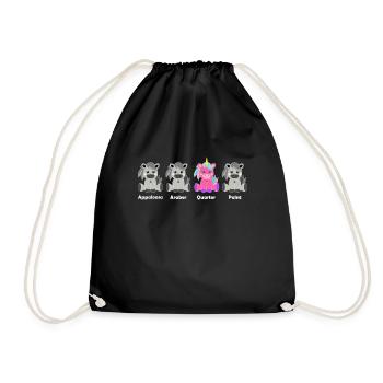 Quarter unicorn - Drawstring Bag - black - Front