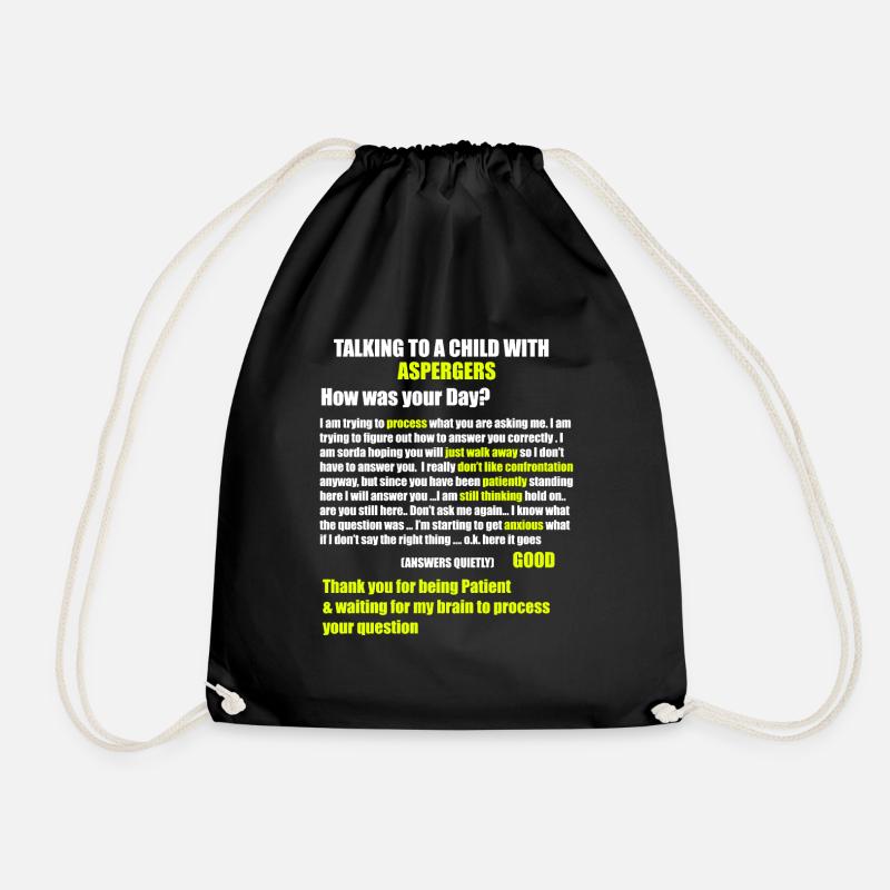 Aspergers Autism ADHD Shirt - Drawstring Bag - black