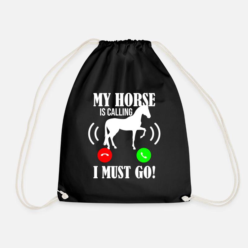 Call horse - Drawstring Bag - black