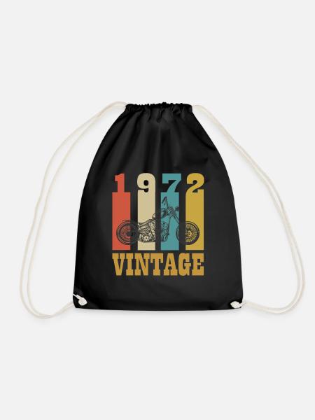 49 Anniversary Vintage Motorcycle Gift 1972 Motorcycle - Drawstring Bag - black
