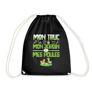 Mon truc mon jardin et mes poules cadeau humour - Sac de sport léger - noir - Devant