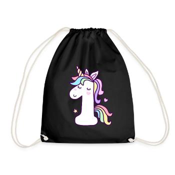 1er anniversaire Licorne 1 an bébé - Sac de sport léger - noir - Devant