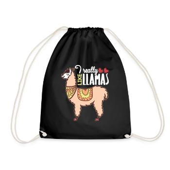 Llama I Really Like Llamas - Drawstring Bag - black - Front