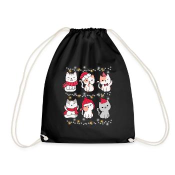Cute Cats Xmas Kitten Christmas Outfit - Drawstring Bag - black - Front