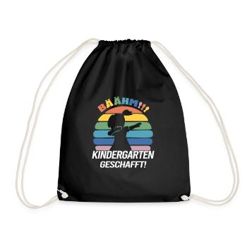 Bäähm Kindergarten Geschafft Kindergarten Abgänger - Turnbeutel - Schwarz - Vorne