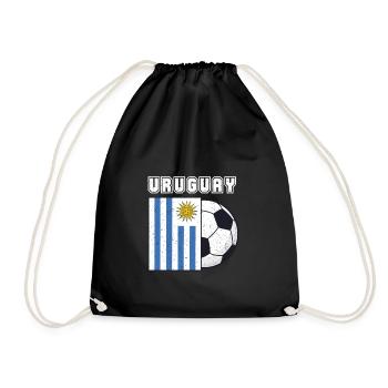 Uruguay football team flag gift - Drawstring Bag - black - Front
