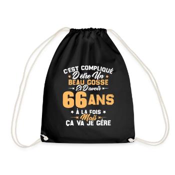 Cadeau d'anniversaire Beau gosse et d'avoir 66 ans - Sac de sport léger - noir - Devant