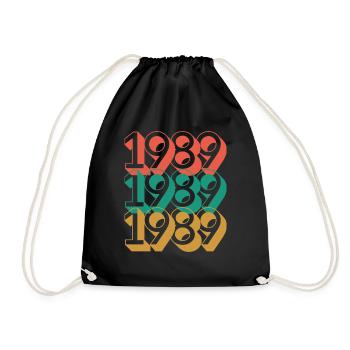Anniversaire année 1989 / Vintage 1989 - Sac de sport léger - noir - Devant