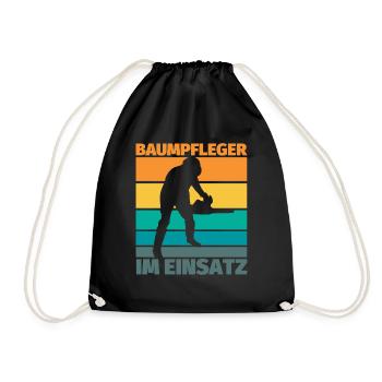 Baumpfleger im Einsatz lustiger Spruch Baumpflege - Turnbeutel - Schwarz - Vorne
