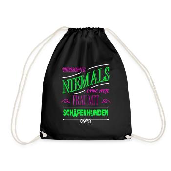doggie lettering womancontest animal chihuahua - Drawstring Bag - black - Front