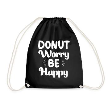 Donut worry be happy donut cool gifts sweet food - Sac de sport léger - noir - Devant