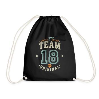 Team 18 - 100% Original / Limited Edition - Drawstring Bag - black - Front