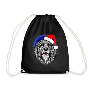 Weihnachten Hund süß lustig Hunde Tier Welpe 9 - Turnbeutel - Schwarz - Vorne