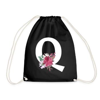 Blumenbuchstabe q - Turnbeutel - Schwarz - Vorne