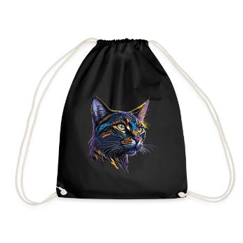 Klassische Splash Art Bengalkatze - Turnbeutel - Schwarz - Vorne
