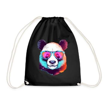 Koka the bespectacled panda - Drawstring Bag - black - Front