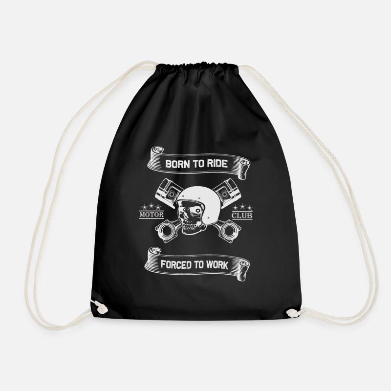 Born To Ride MC Skull Piston Design - Drawstring Bag - black