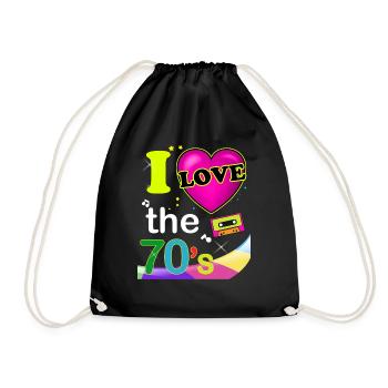 70s Retro Trend Gift Humor - Drawstring Bag - black - Front