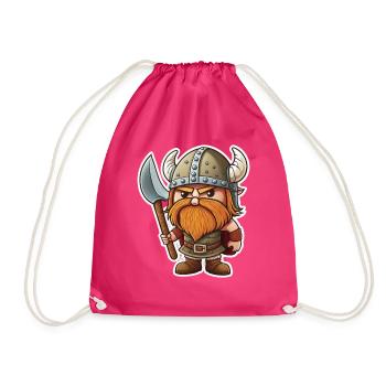 Nordische Niedlichkeit: Süßer Cartoon-Wikinger - Turnbeutel - Fuchsia - Vorne