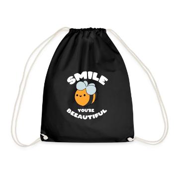 Smile You are bee-industrious - Drawstring Bag - black - Front