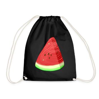 Wassermelone Melone Obst Sommer Sommerliebe Frucht - Turnbeutel - Schwarz - Vorne