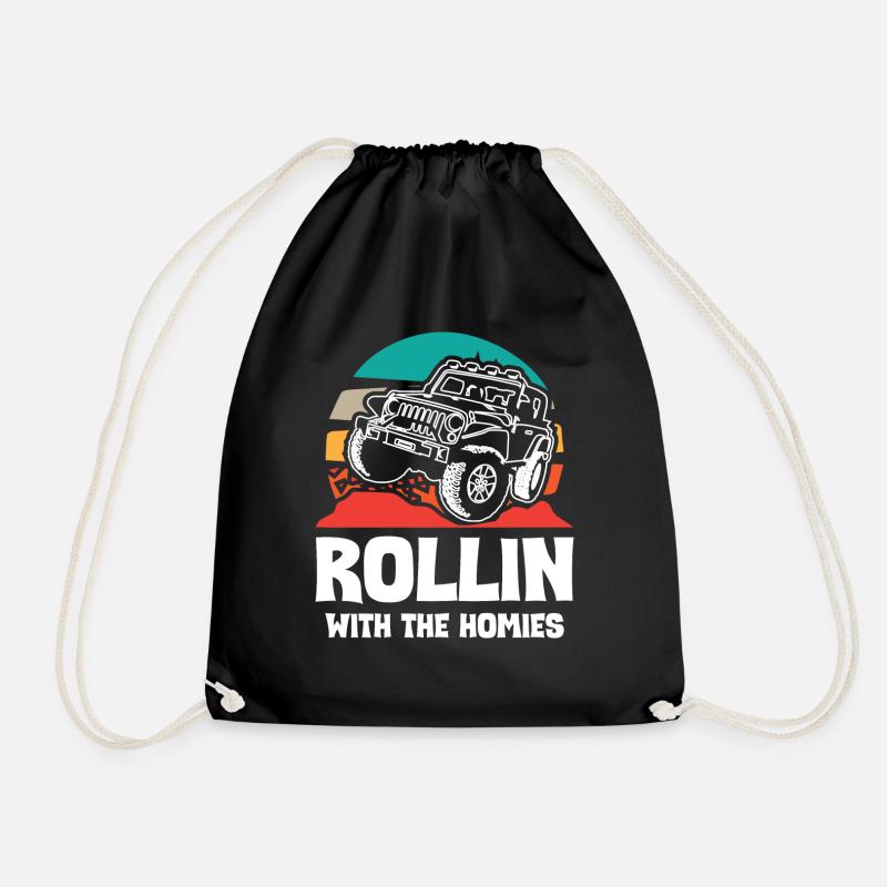 Jeeps Rollin With The Homies - Drawstring Bag - black