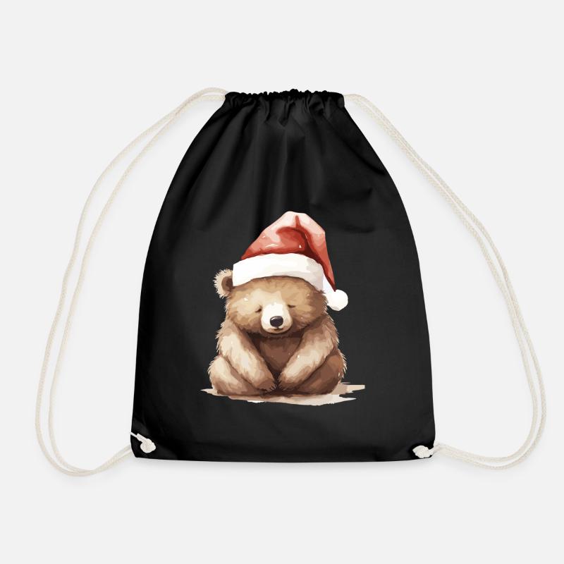 Cuddly bear in winter look! - Drawstring Bag - black