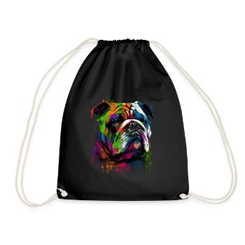 English Bulldog Pop Art I Dog Lover I Splash Art - Drawstring Bag - black - Front