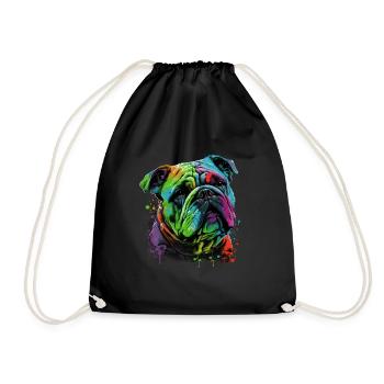 English Bulldog Pop Art I Dog Lover I Splash Art - Drawstring Bag - black - Front