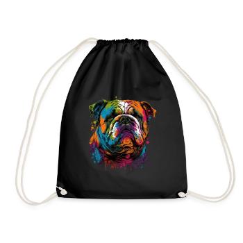 English Bulldog Pop Art I Dog Lover I Splash Art - Drawstring Bag - black - Front