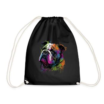 English Bulldog Pop Art I Dog Lover I Splash Art - Drawstring Bag - black - Front
