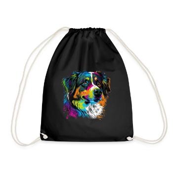 Australian Shepherd Pop Art & Dog Lover & Splash - Drawstring Bag - black - Front