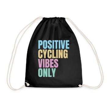 positive cycling vibes only - Drawstring Bag - black - Front