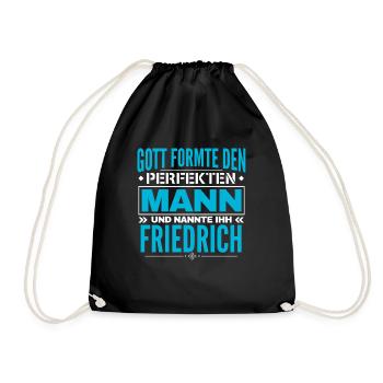 Friedrich Name Design - Turnbeutel - Schwarz - Vorne