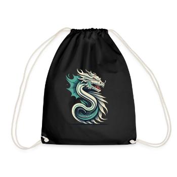 Buchstabe S mit Drache - Turnbeutel - Schwarz - Vorne