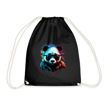 Futuristic panda - Drawstring Bag - black - Front