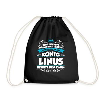 Linus Name Design - Turnbeutel - Schwarz - Vorne