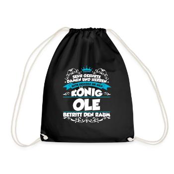 Ole Name Design - Turnbeutel - Schwarz - Vorne