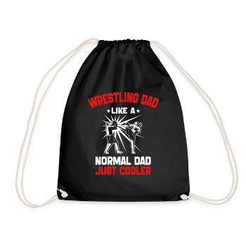 Wrestling Dad Like a Normal Dad Just Cooler - Drawstring Bag - black - Front