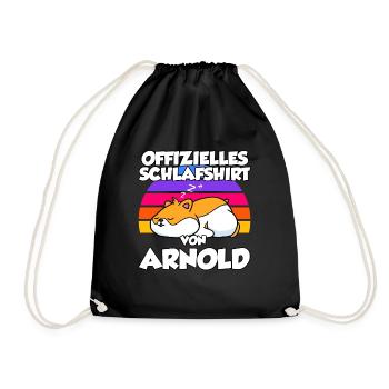 Offizielles Schlafshirt Von Arnold - Turnbeutel - Schwarz - Vorne