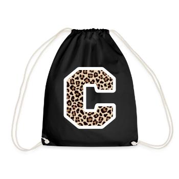 lettre C motif léopard -idée cadeau d’anniversaire - Sac de sport léger - noir - Devant