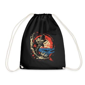 Pêche Pêche Excursion Poisson Lac Canne à pêche pêcheur - Sac de sport léger - noir - Devant