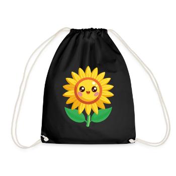 eine fröhliche Sonnenblume - Turnbeutel - Schwarz - Vorne