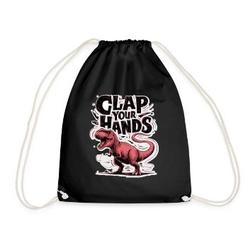 Dinosaur - clapping hands - humor - Drawstring Bag - black - Front
