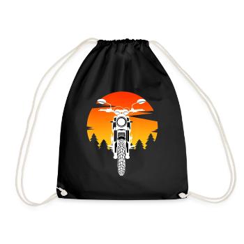 Motorcycle Riding Biker Forest - Drawstring Bag - black - Front