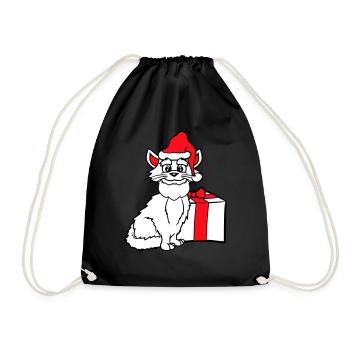 Weihnachtsmann Katze Winter Weihnachten Geschenk - Turnbeutel - Schwarz - Vorne