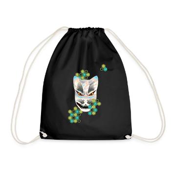 Kitsune fox spirit - Drawstring Bag - black - Front
